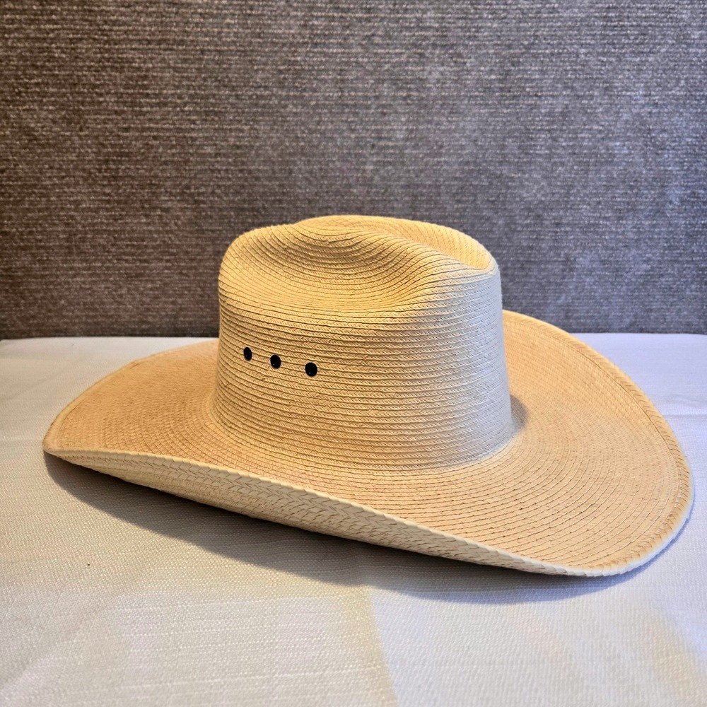 SunBody Hats Gus Palm Leaf Cowboy Hat Natural Tan Size 7 1/4 58 Houston Texas